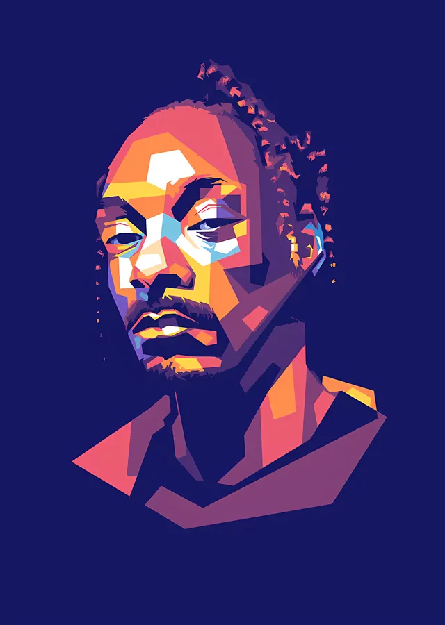 Snoop Dogg - Lacivert Düşük Poligon Portre metal tablo
