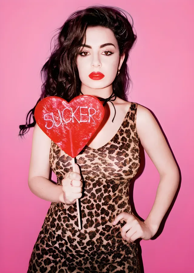 Charli XCX - Kalp Lolipoplu Portre metal tablo