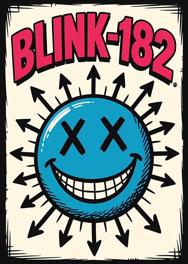Blink-182 - Oklarla Çevrili Gülen Yüz metal tablo