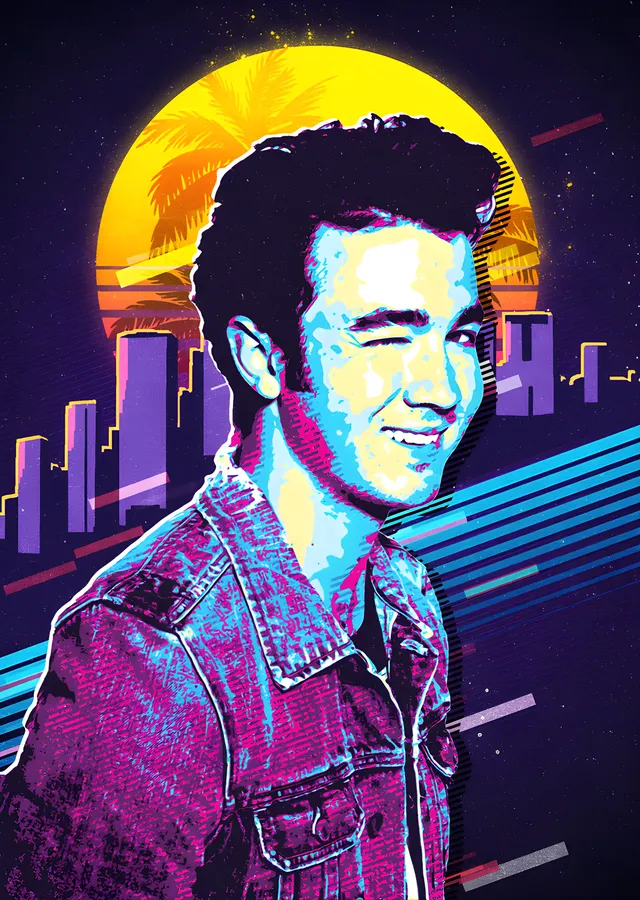 Jonas Brothers - Retro Neon Portre metal tablo