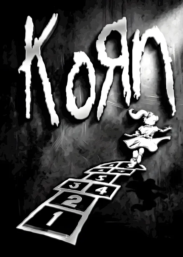 Korn - Siyah Beyaz Seksek metal tablo