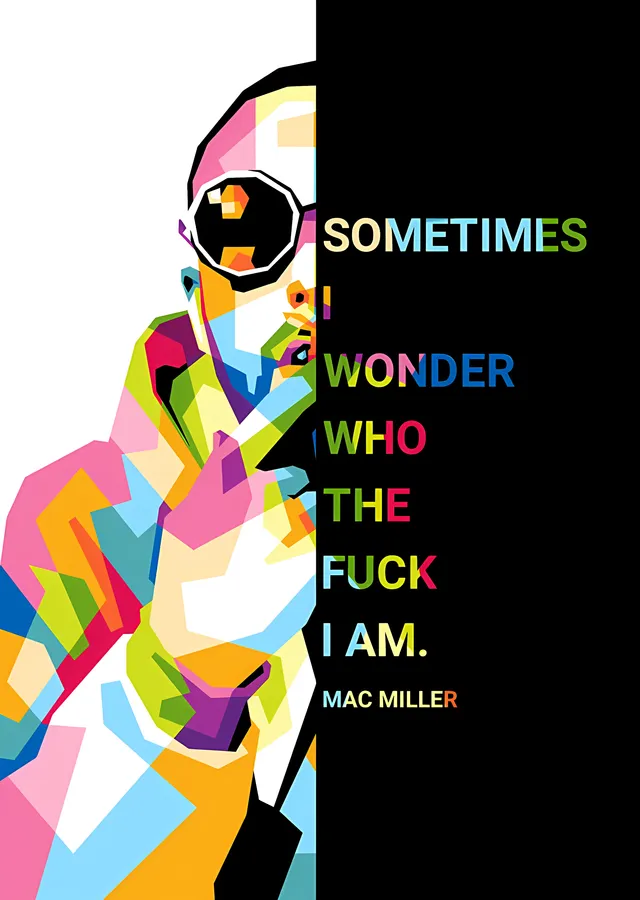 Mac Miller - Renk Bloklu Alıntı Afişi metal tablo