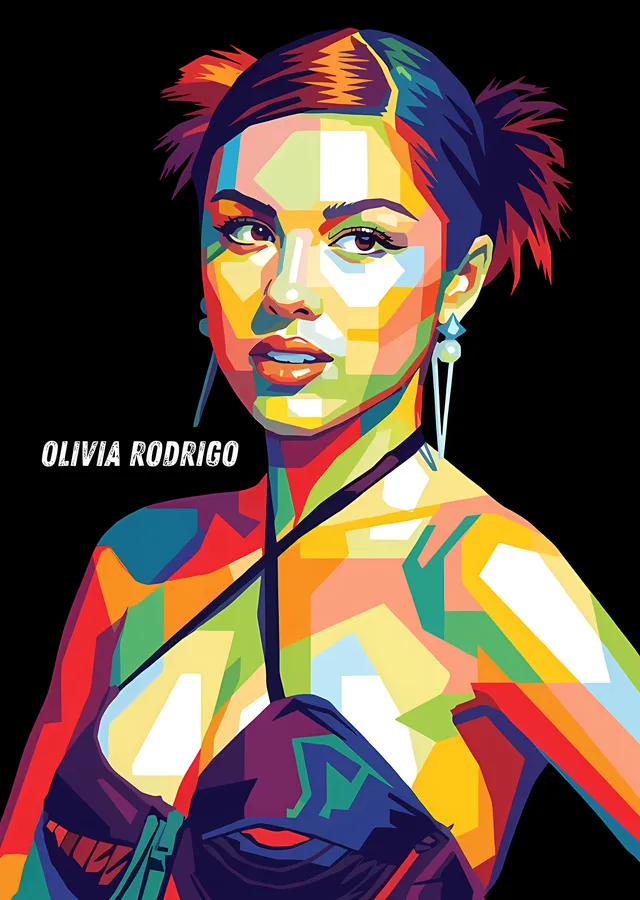 Olivia Rodrigo - Renkli Blok Portre metal tablo