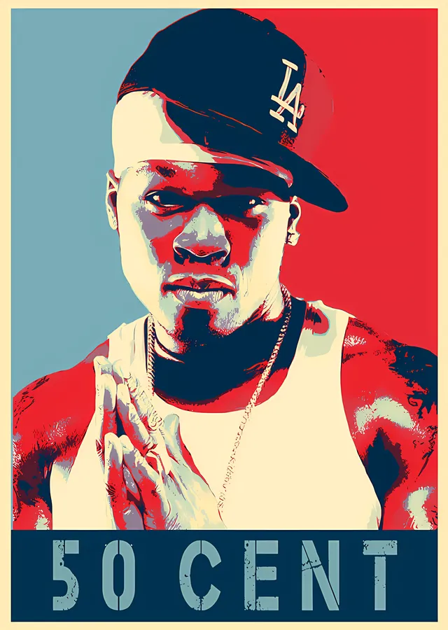 50 Cent - Şapkalı Poster Portre metal tablo
