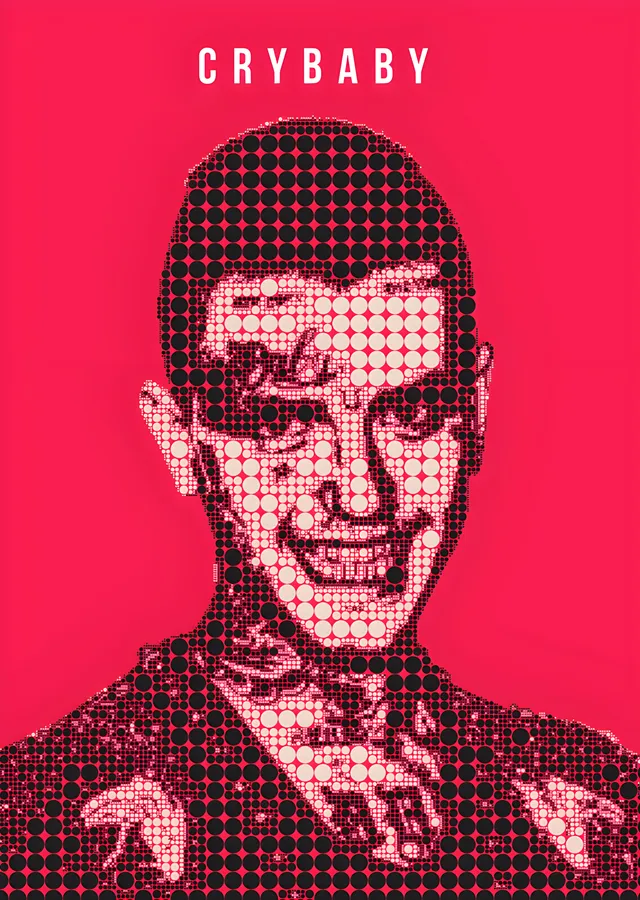 Lil Peep - Crybaby Halftone Portre metal tablo