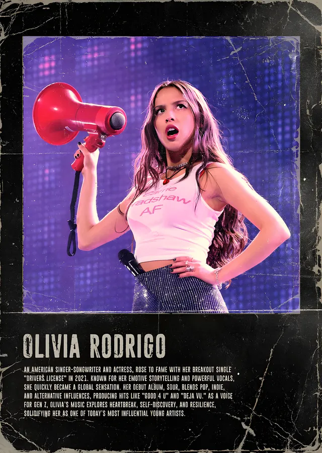 Olivia Rodrigo - Megafonlu Biyografi Posteri metal tablo