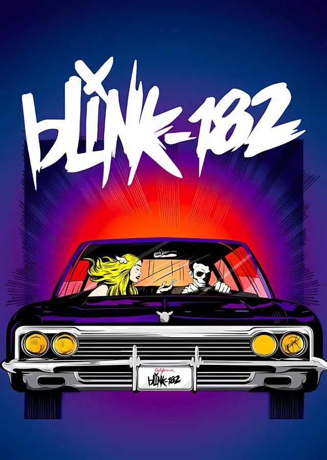Blink-182 - Neon Işıkta Otomobil metal tablo