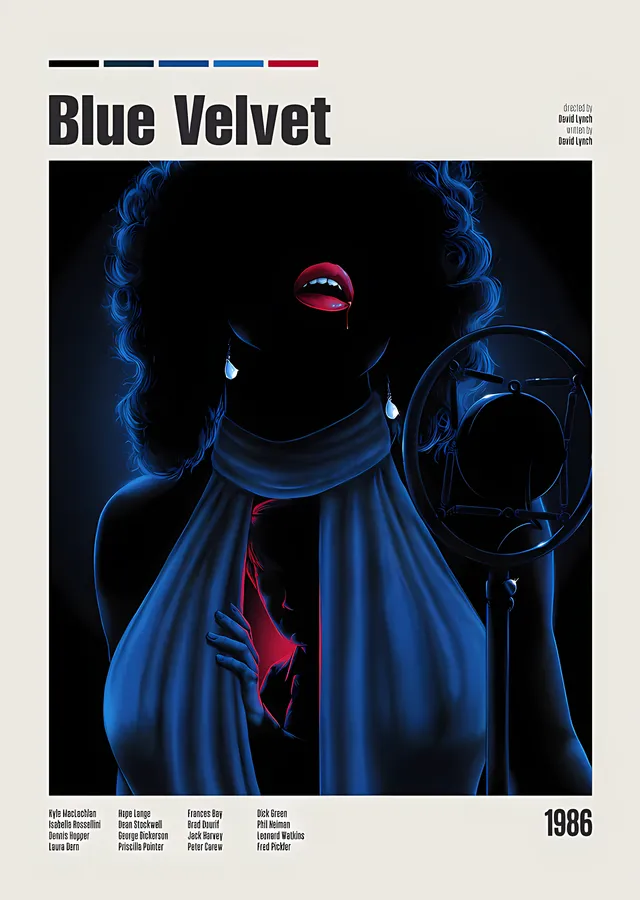 Blue Velvet - Kırmızı Dudaklar metal tablo