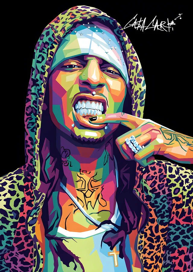 Playboi Carti - Leopar Desenli Pop Art metal tablo