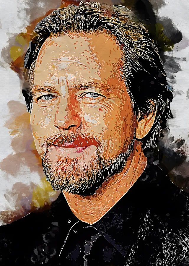 Eddie Vedder - Renkli Fırça Portresi metal tablo