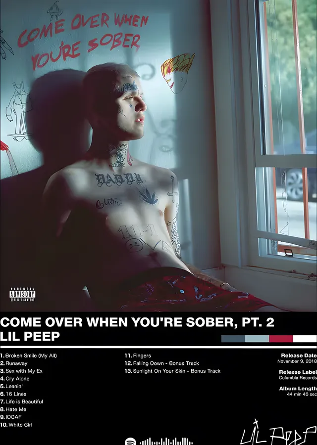 Lil Peep - Come Over When You're Sober Künyesi metal tablo