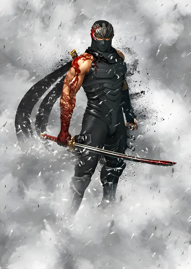 Kar Fırtınasında Ninja metal tablo