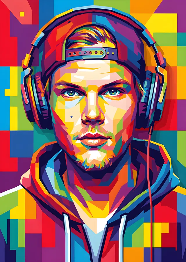 Avicii - Mozaik Renkli Portre metal tablo