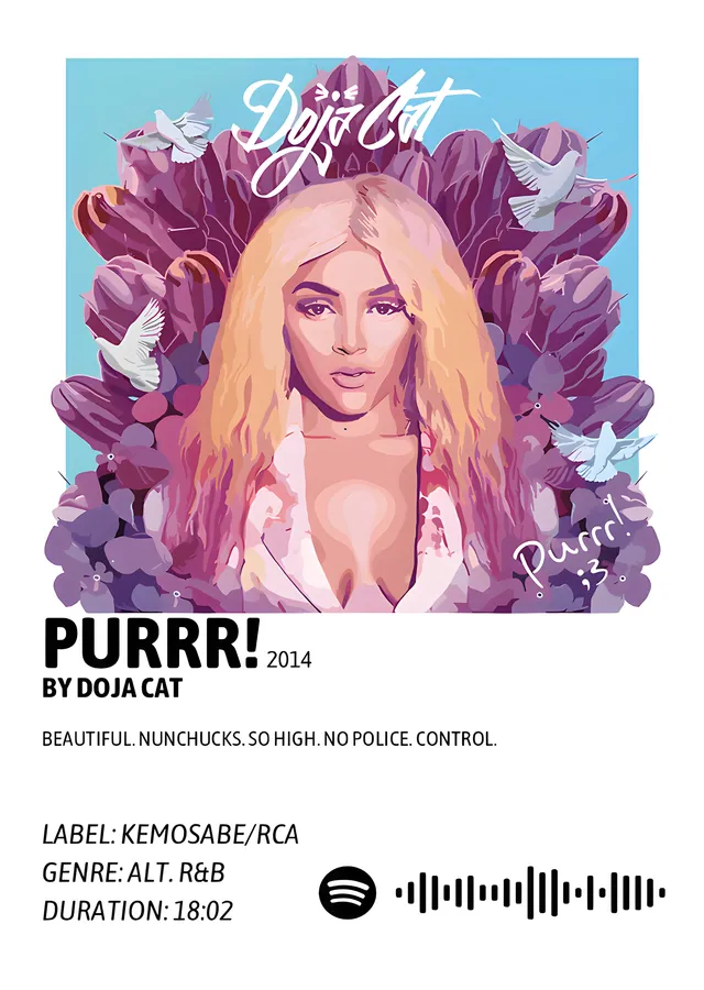 Doja Cat - Purrr! Albüm Kartı metal tablo