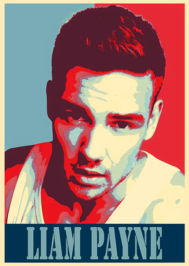 Liam Payne - Kırmızı Zeminde Yakın Portre metal tablo