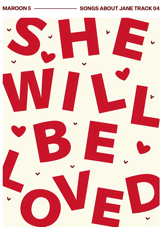 Maroon 5 - She Will Be Loved Tipografi metal tablo