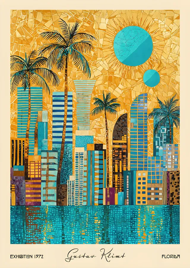 Klimt Üslubunda Florida metal tablo
