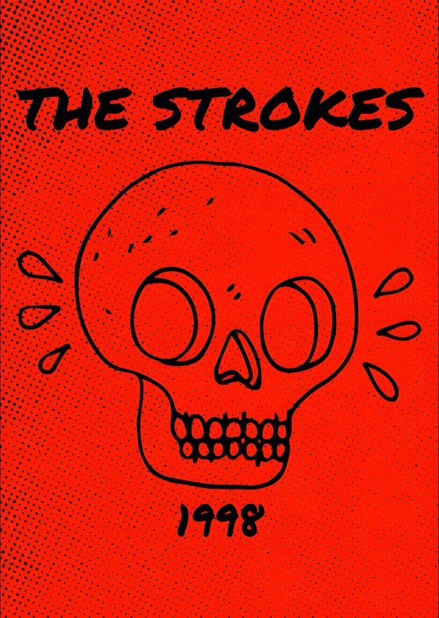 The Strokes - Kırmızı Zeminde Kuru Kafa metal tablo