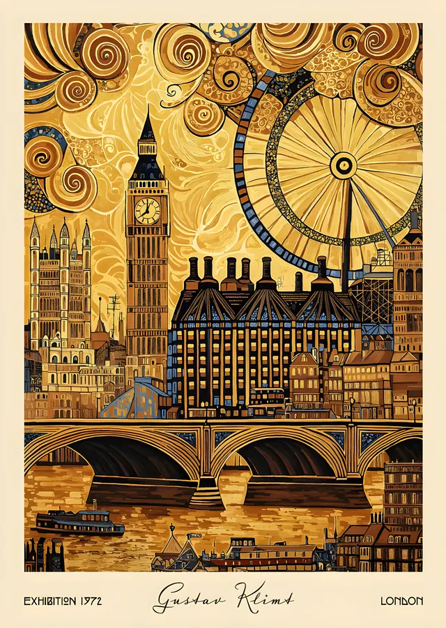 Klimt Üslubunda Londra metal tablo