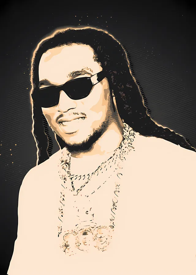 Migos - Krem Tonlu Portre metal tablo