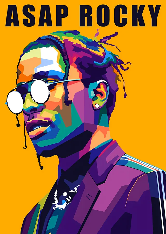 ASAP Rocky - Sarı Zeminde Renk Blokları metal tablo