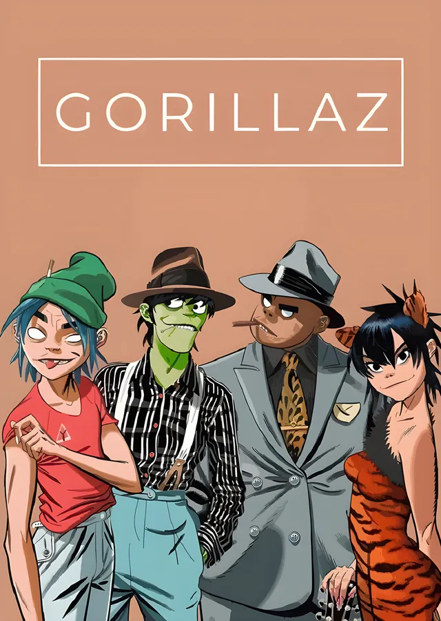 Gorillaz - 2-D, Murdoc, Russel ve Noodle metal tablo