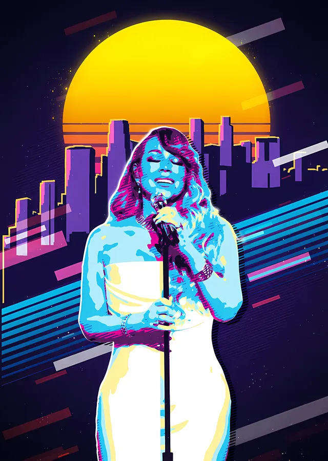 Mariah Carey - Neon Şehirde Sahne metal tablo
