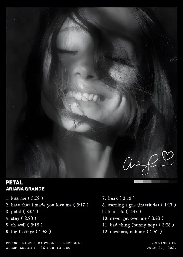 Ariana Grande - Petal: Şarkı Listesi metal tablo