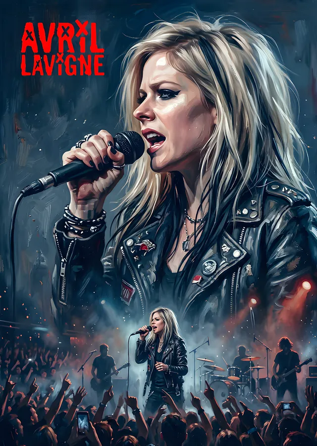 Avril Lavigne - Kalabalık Önünde Konser metal tablo