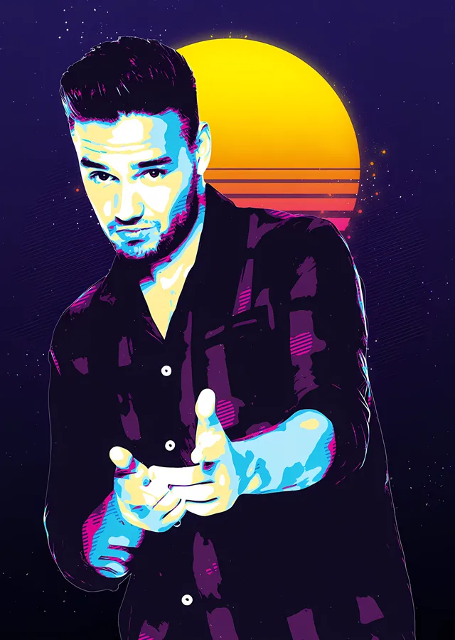 Liam Payne - Sarı Güneşte Neon Portre metal tablo