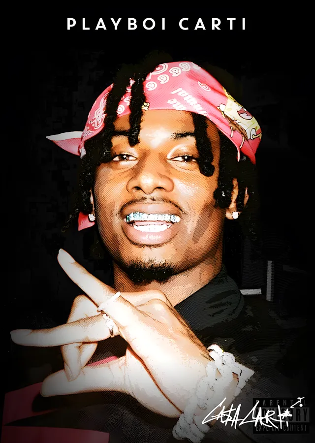 Playboi Carti - Pembe Bandana metal tablo