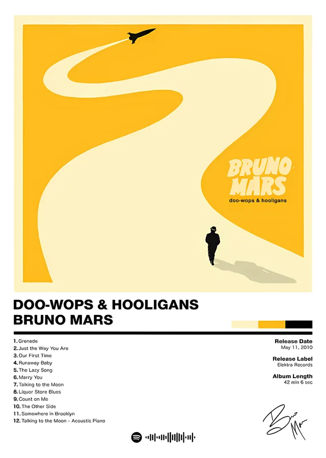 Bruno Mars - Doo-Wops & Hooligans metal tablo