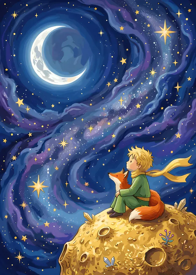 The Little Prince - Hilal ve Samanyolu metal tablo