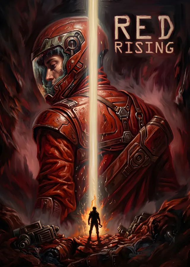 Red Rising - Işık Sütunlu Zırhlı metal tablo