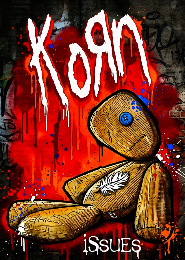 Korn - Issues Kırmızı Duvar metal tablo
