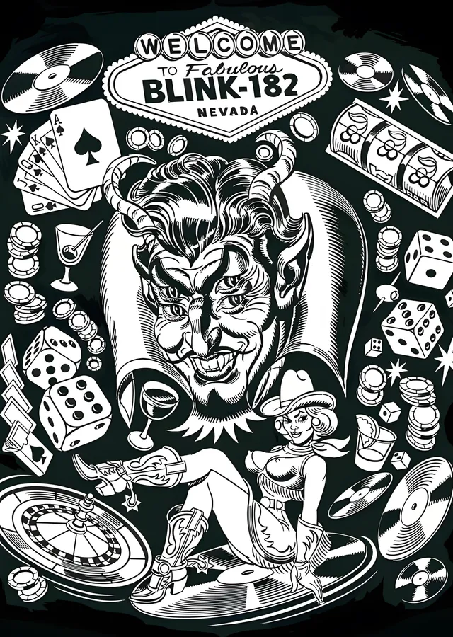 Blink-182 - Vegas Tabelası Siyah Beyaz metal tablo