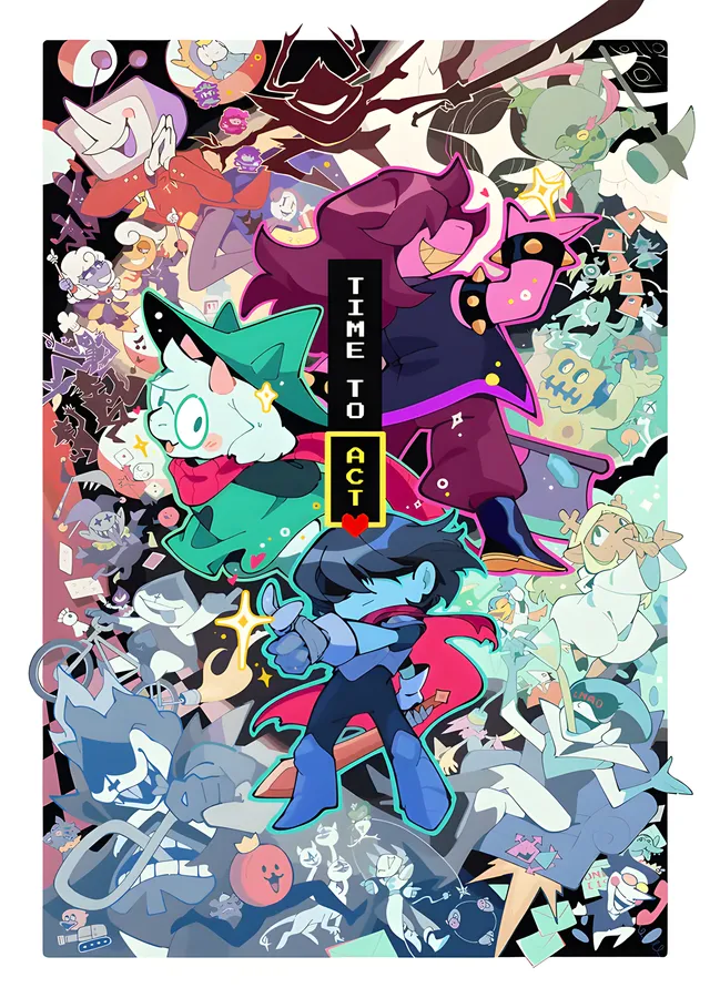 Deltarune - Time To Act Kalabalığı metal tablo