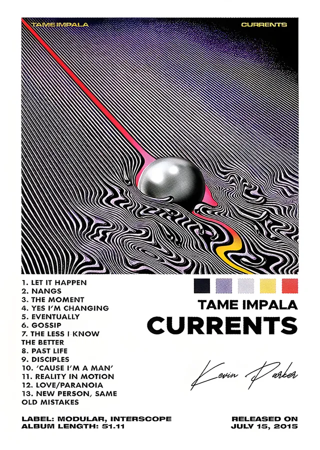 Tame Impala - Currents: Şarkı Listesi metal tablo