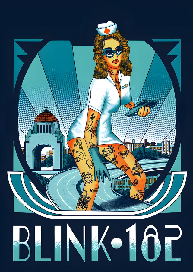 Blink-182 - Meksika Hemşire İllüstrasyonu metal tablo
