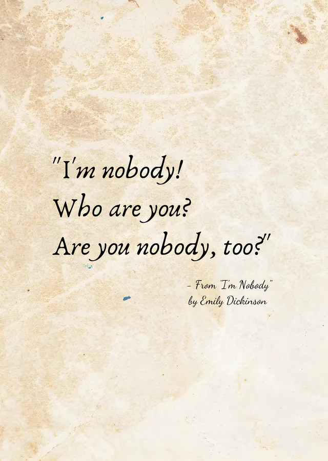 Emily Dickinson - I'm Nobody metal tablo