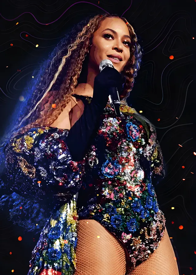 Beyoncé - Işıltılı Kostümde Sahne Karesi metal tablo