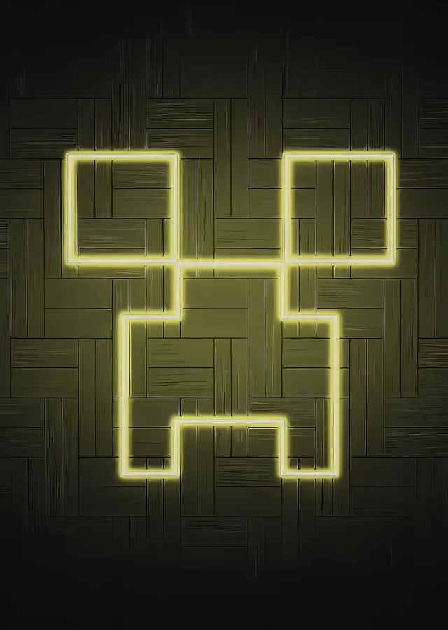 Minecraft - Neon Creeper Yüzü metal tablo