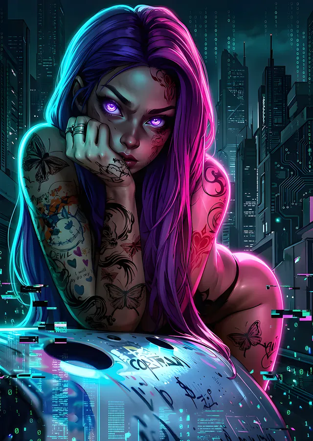 DJ Anime Kız - Mor Şehir metal tablo