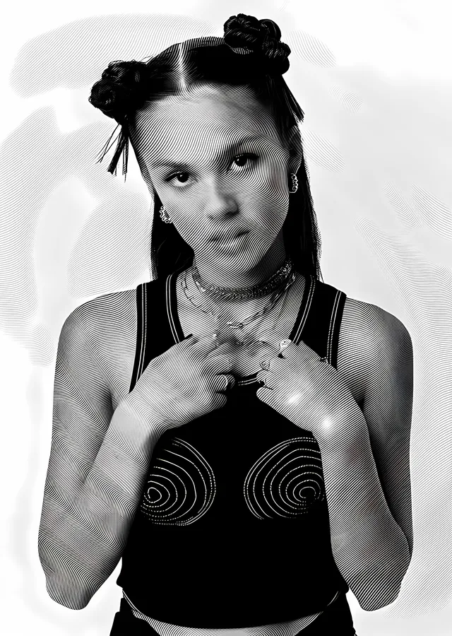 FKA twigs - Siyah Beyaz Portre metal tablo