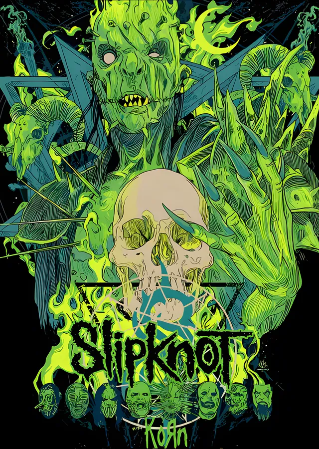Slipknot - Yeşil Maskeler ve Kuru Kafa metal tablo