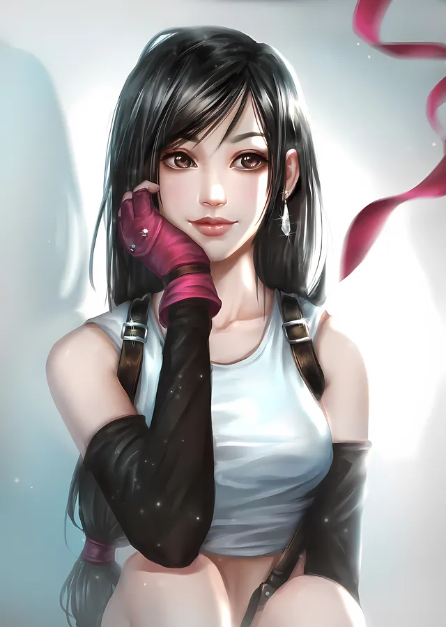 Tifa Lockhart - Beyaz Zemin metal tablo
