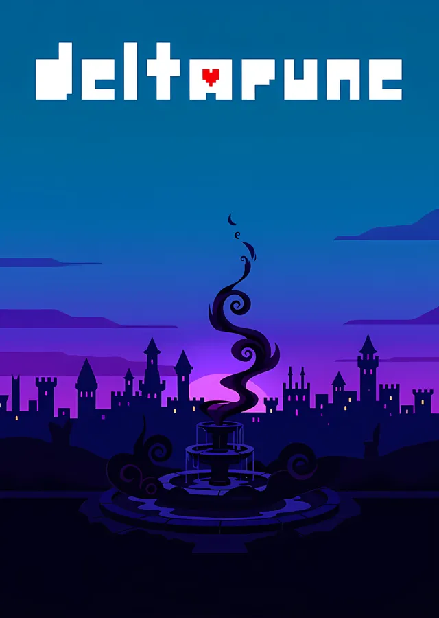 Deltarune - Mor Şehir Silueti metal tablo