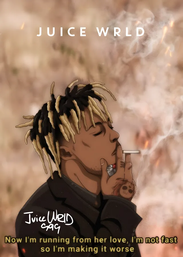 Juice WRLD - Sepya Duman Portresi metal tablo