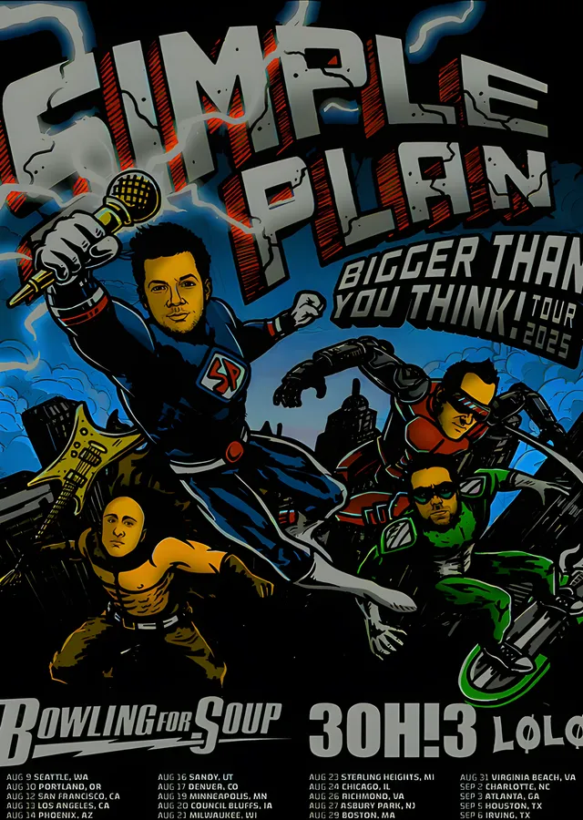 Simple Plan - Süper Kahraman Turne Afişi metal tablo