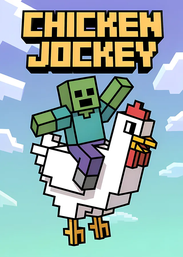 Minecraft - Chicken Jockey Turkuaz Gökyüzü metal tablo